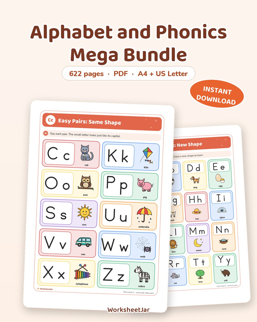 Alphabet and Phonics Mega Bundle | 622 Printable Pages - printable alphabet & phonics PDF, page preview