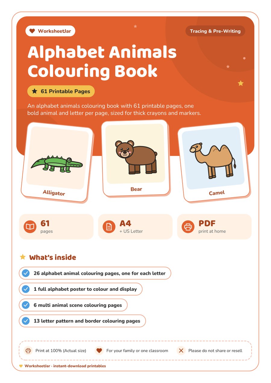 Alphabet Animals Colouring Book - cover