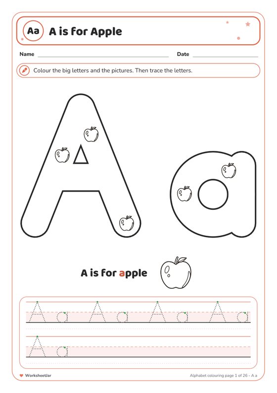 Alphabet Colouring Pages - inside page 1