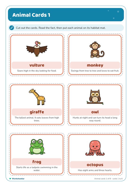 Animal Habitat Matching Activity - inside page 1