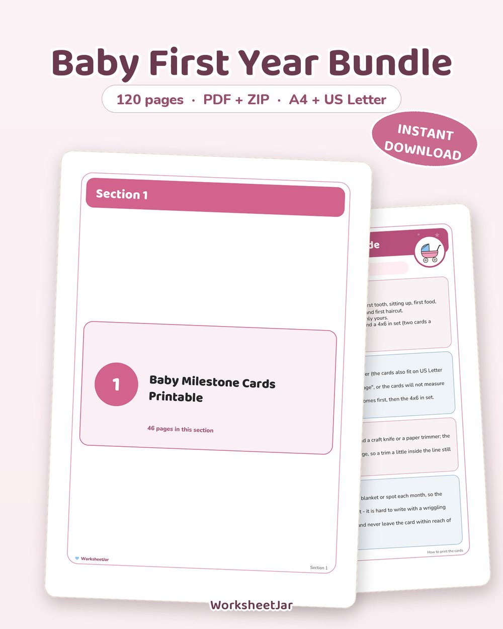 Baby First Year Bundle | 120 Pages of Milestone Printables - printable baby & milestones PDF, page preview