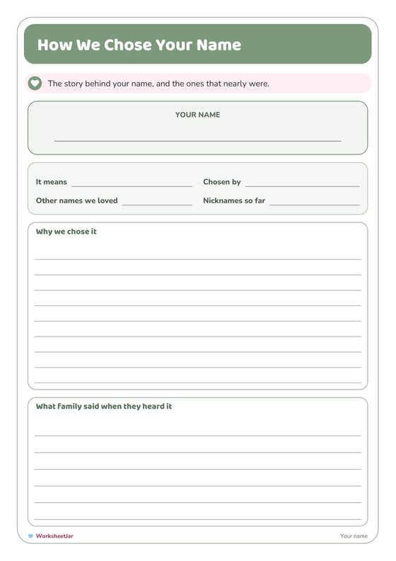 Baby First Year Memory Book Printable - inside page 3