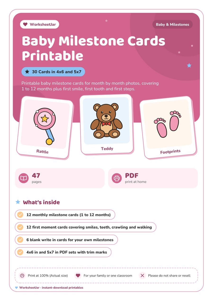 Baby Milestone Cards Printable - cover
