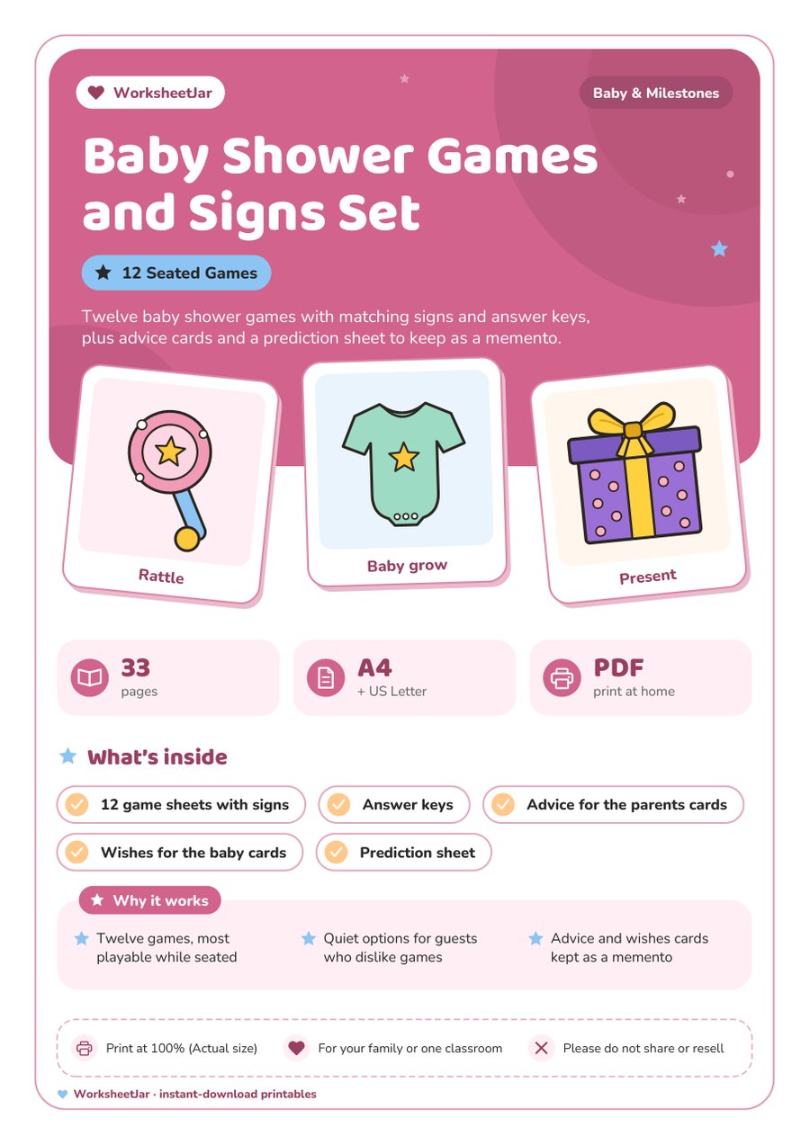 Baby Shower Games and Signs Set - cover
