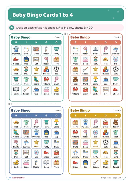 Baby Shower Games Printable Pack - inside page 1