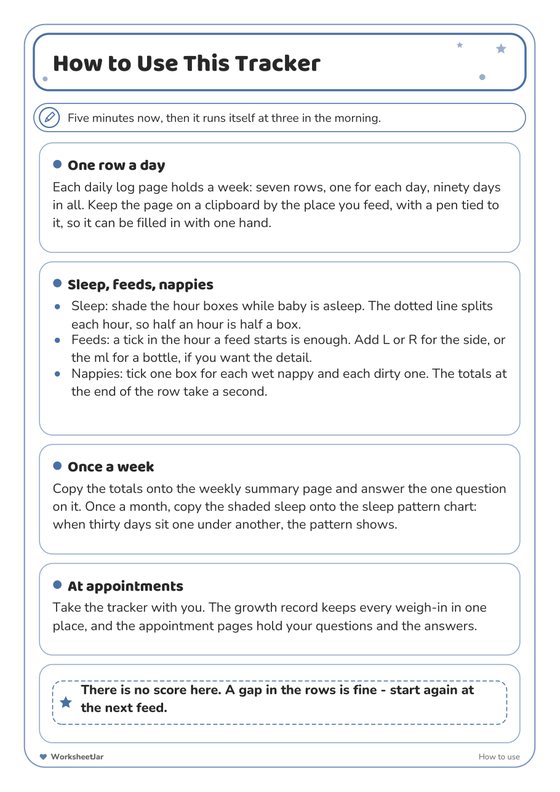 Baby Sleep and Feed Tracker - inside page 1