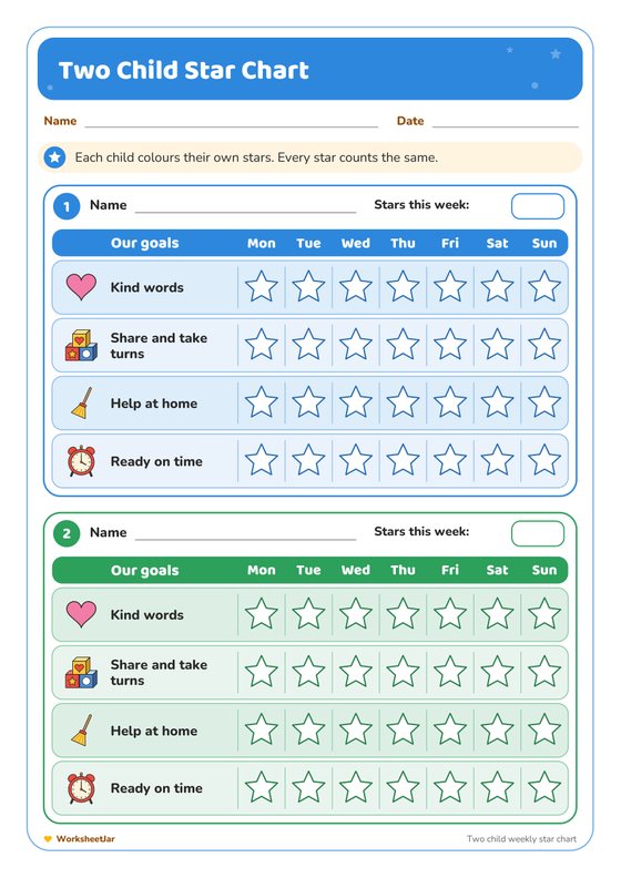 Behaviour Reward Chart with Stars - inside page 2