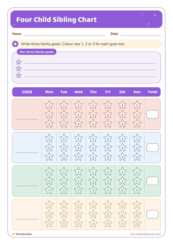 Behaviour Reward Chart with Stars - inside page 3