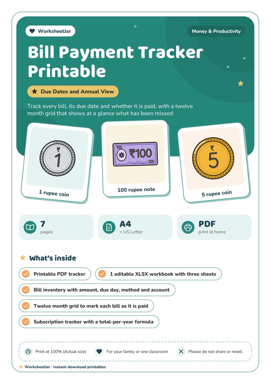 Bill Payment Tracker Printable - cover