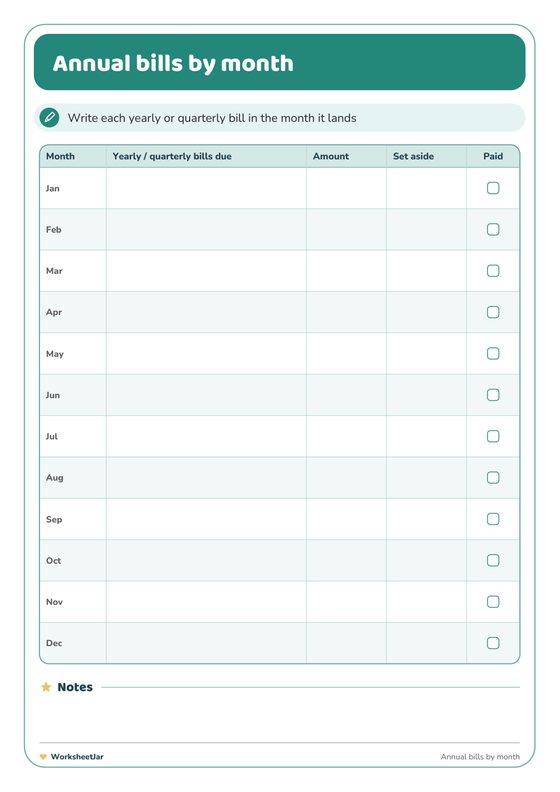 Bill Payment Tracker Printable - inside page 3