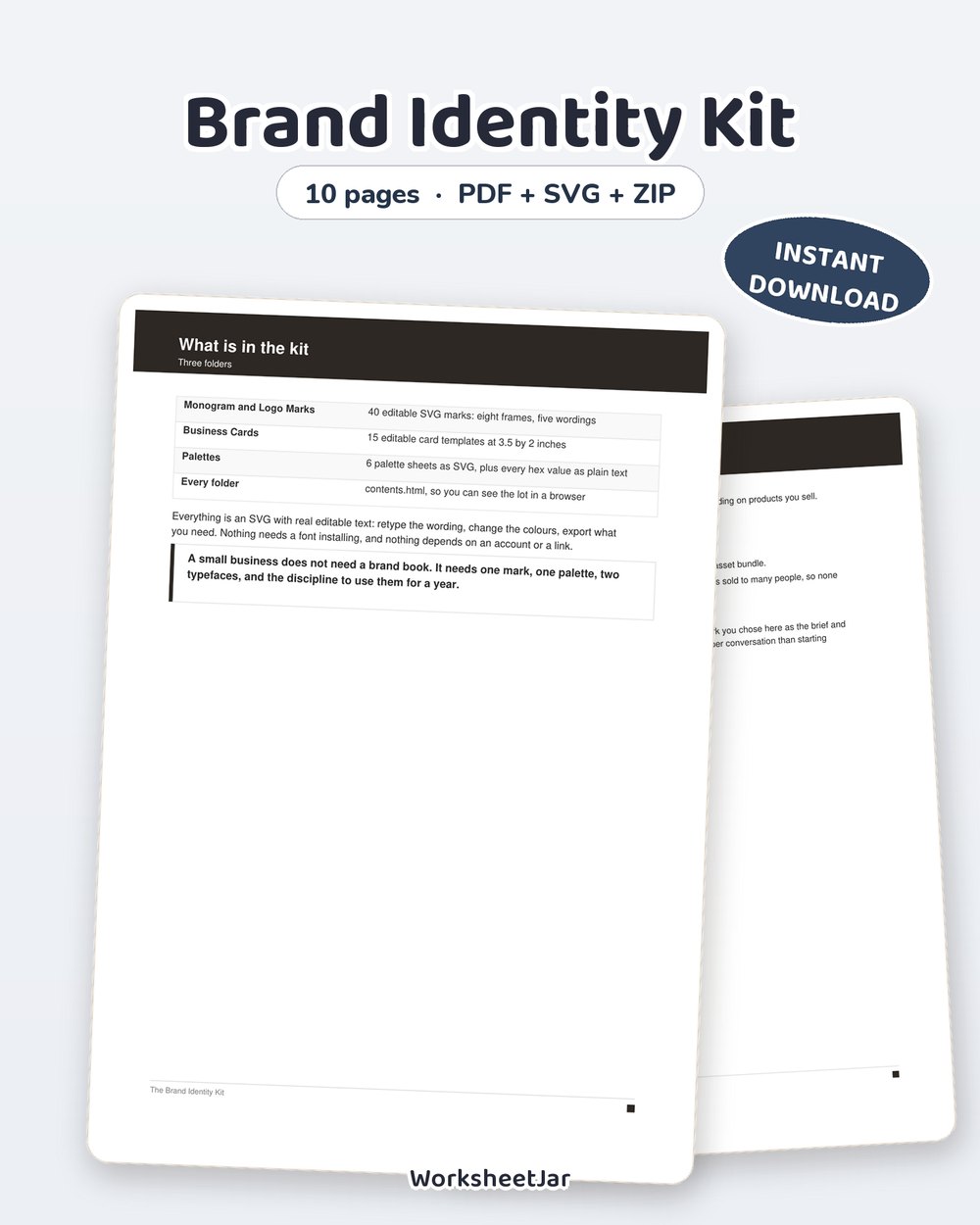 Brand Identity Kit | 40 Marks, 15 Cards, 6 Palettes - printable career & business templates PDF, page preview