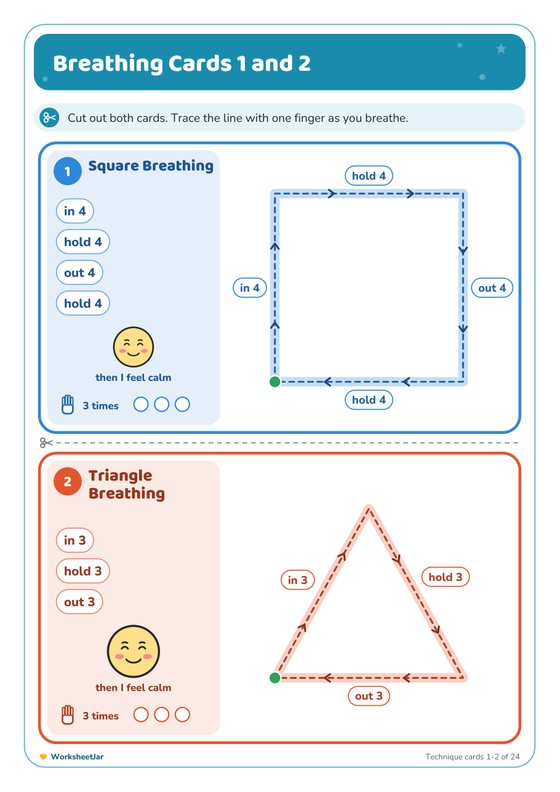 Breathing Exercise Cards for Kids - inside page 1