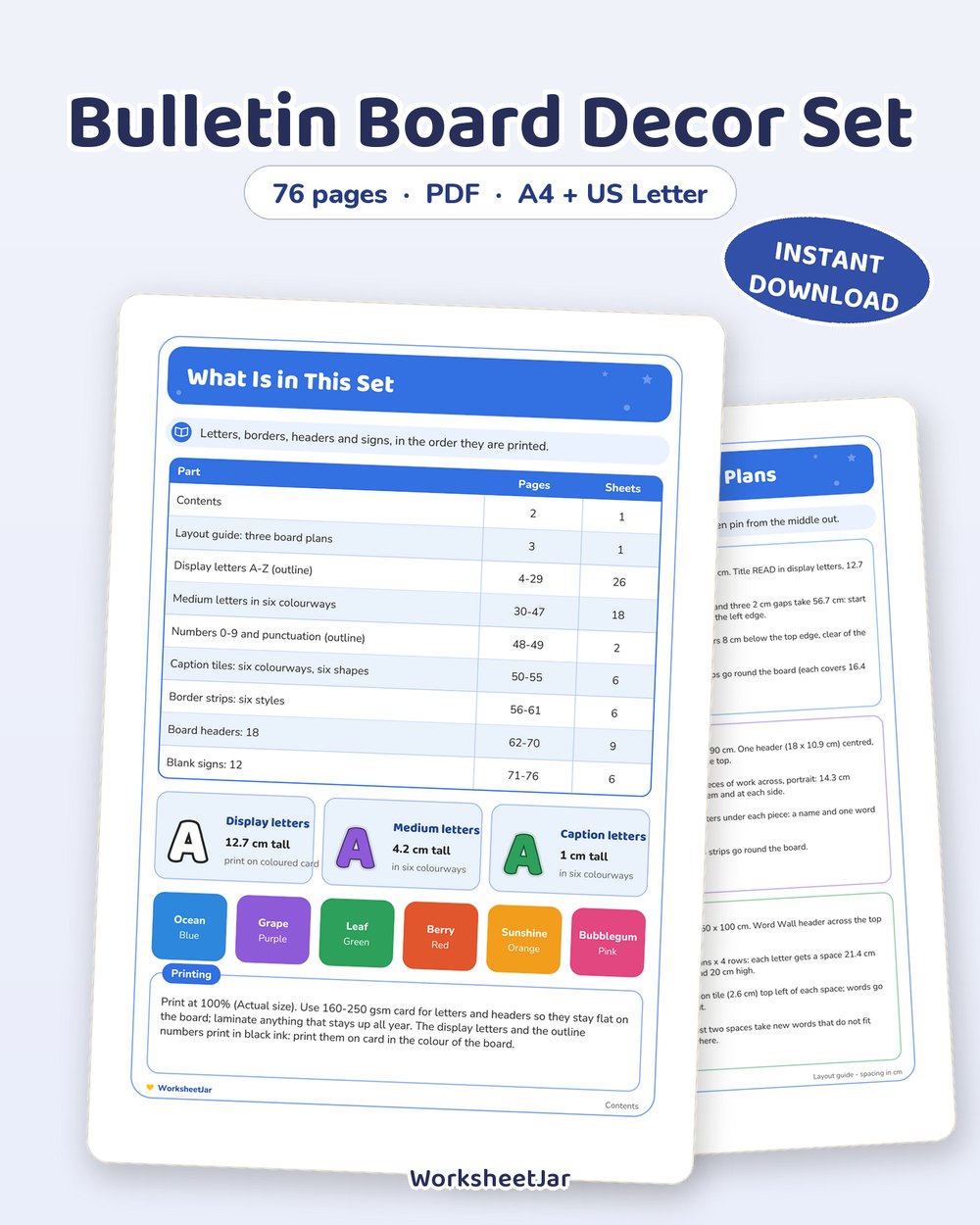 Bulletin Board Decor Set | Bubble Letters, Borders and Signs - printable teacher & classroom tools PDF, page preview