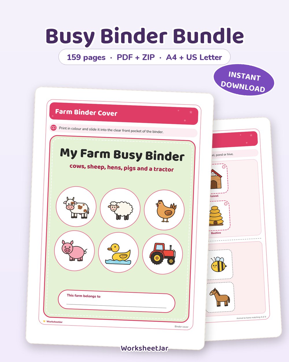 Busy Binder Bundle | 3 Toddler Themes and 159 Pages - printable toddler & busy binders PDF, page preview