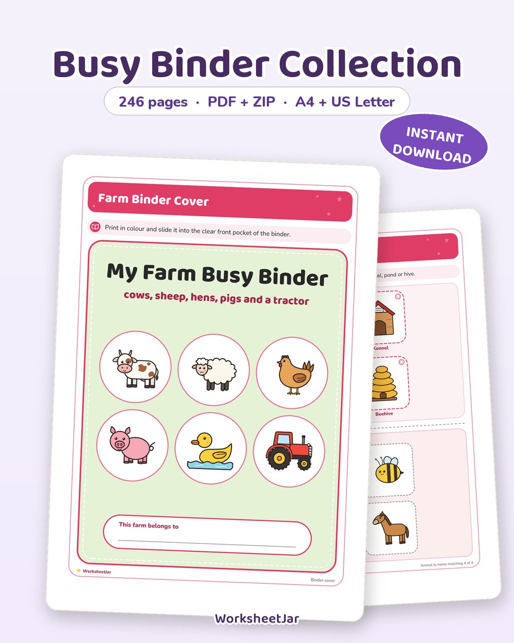 Busy Binder Collection | Four Themed Binders, 246 Pages - printable toddler & busy binders PDF, page preview