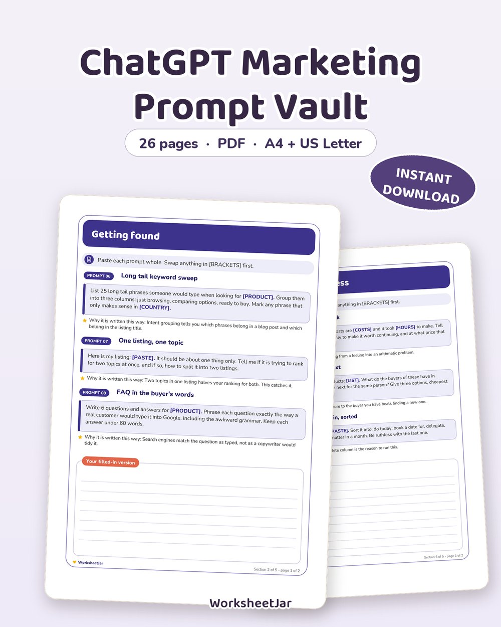 ChatGPT Marketing Prompt Vault | 45 Prompts, 26 Pages - printable ebooks, courses & prompt packs PDF, page preview