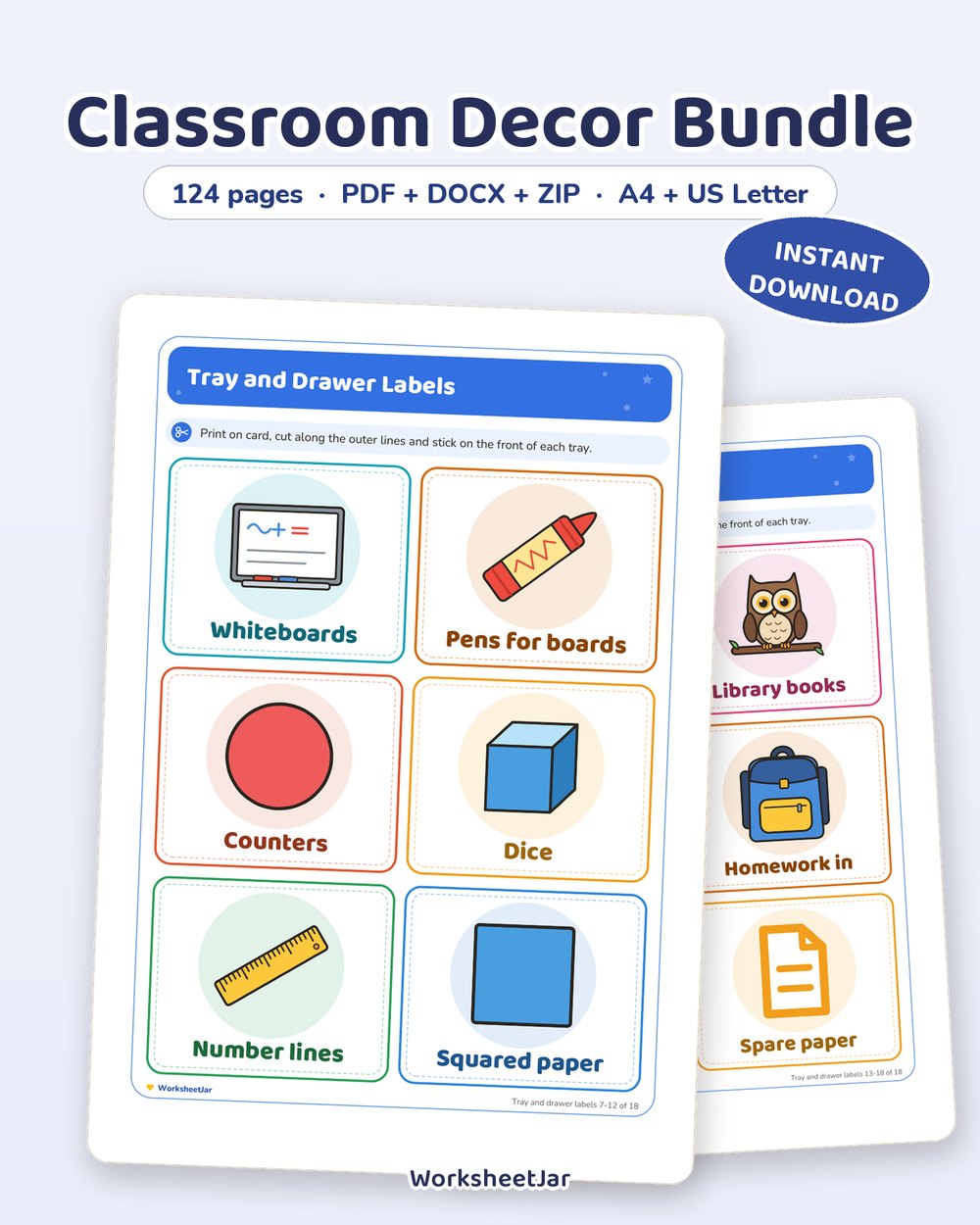 Classroom Decor Bundle | 124 Pages Labels and Board Sets - printable teacher & classroom tools PDF, page preview