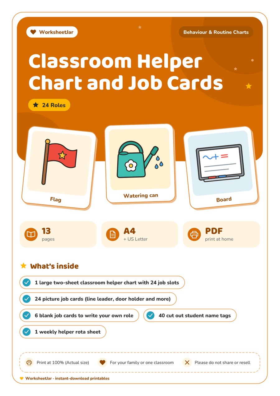 Classroom Helper Chart and Job Cards - cover