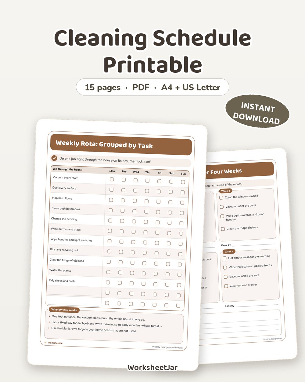 Cleaning Schedule Printable | Daily Reset and Weekly Rota - printable home & lifestyle PDF, page preview