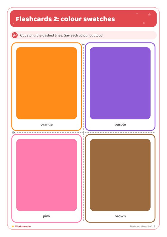 Colour Recognition Flashcards - inside page 2