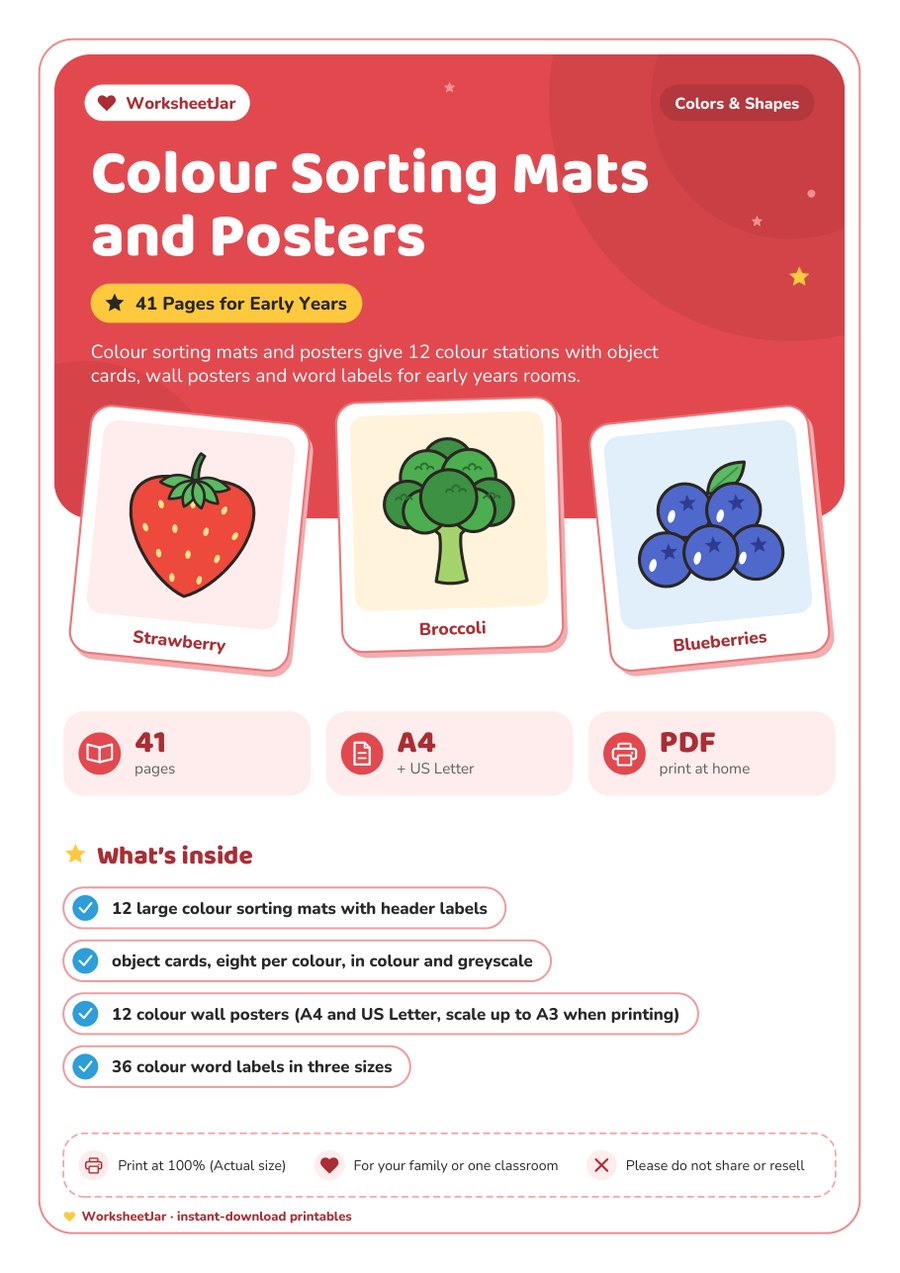 Colour Sorting Mats and Posters - cover