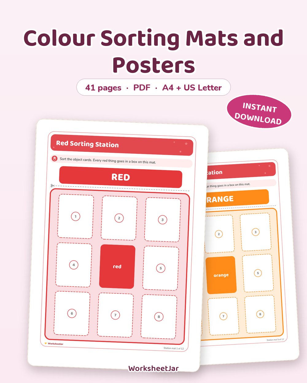 Colour Sorting Mats and Posters | 41 Pages for Early Years - printable colors & shapes PDF, page preview