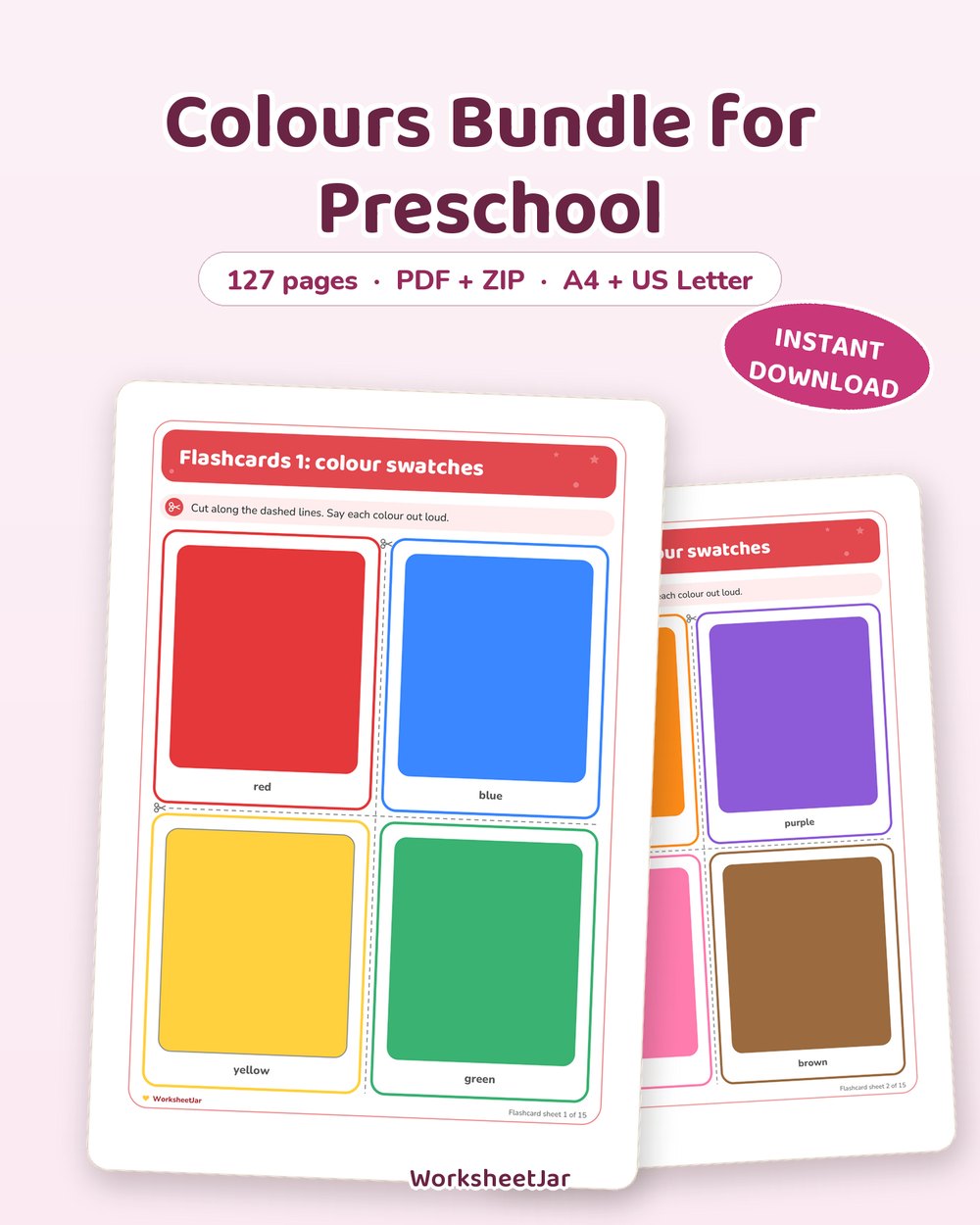 Colours Bundle for Preschool | 127 Pages Colour Learning - printable colors & shapes PDF, page preview