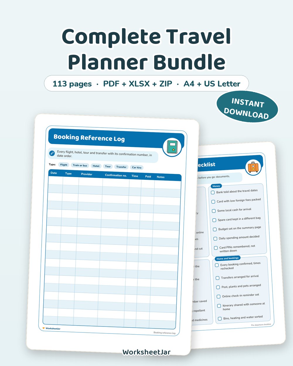 Complete Travel Planner Bundle | 113 Printable Pages - printable travel planners & guides PDF, page preview