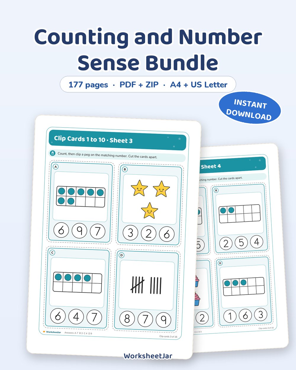 Counting and Number Sense Bundle | 177 Pages Ages 3 to 7 - printable numbers & math PDF, page preview