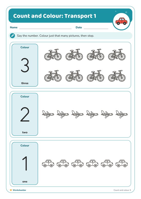 Counting Worksheets for Kindergarten - inside page 3