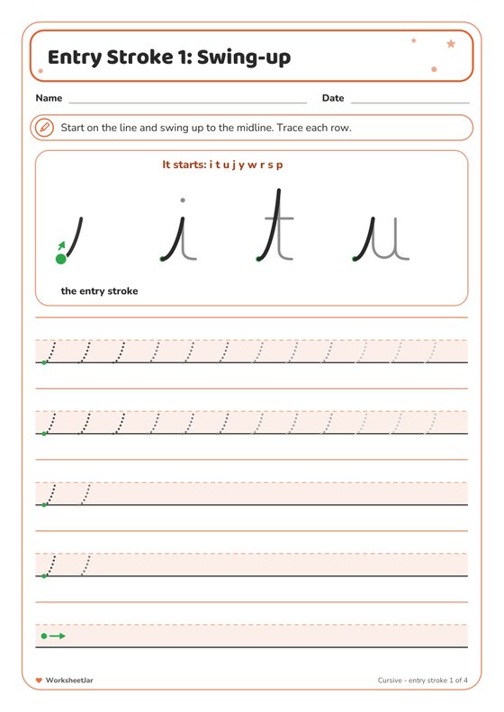 Cursive Handwriting Practice - inside page 1