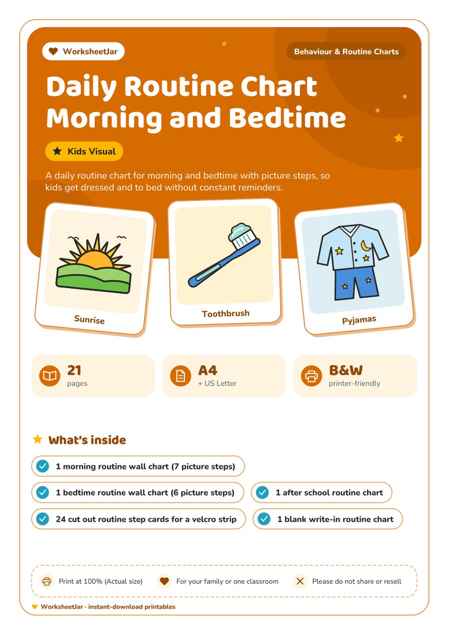 Daily Routine Chart Morning and Bedtime - cover
