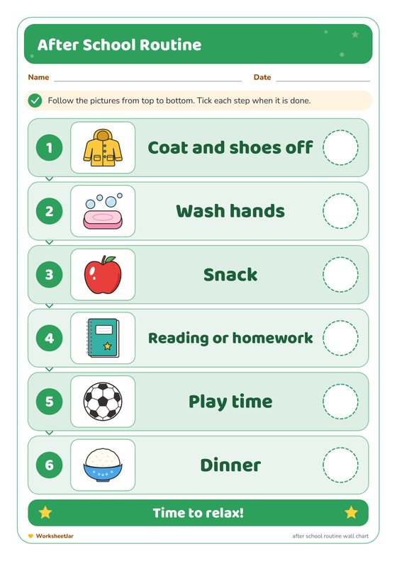 Daily Routine Chart Morning and Bedtime - inside page 2