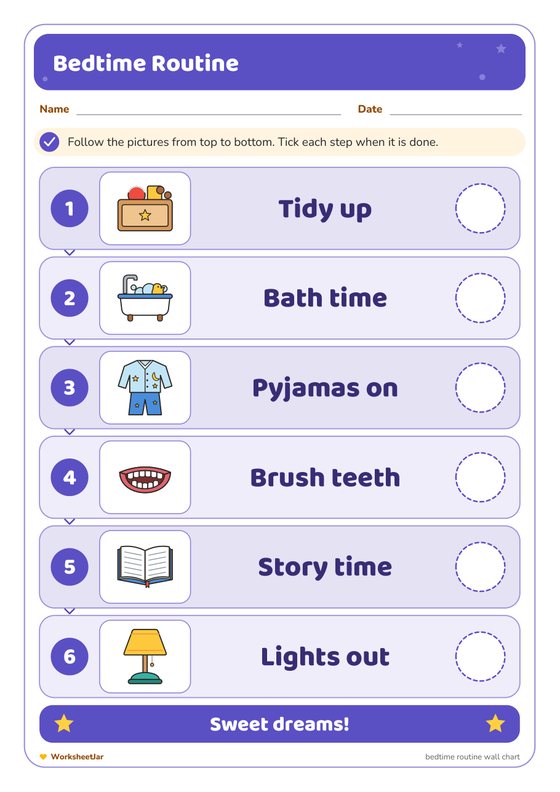 Daily Routine Chart Morning and Bedtime - inside page 3