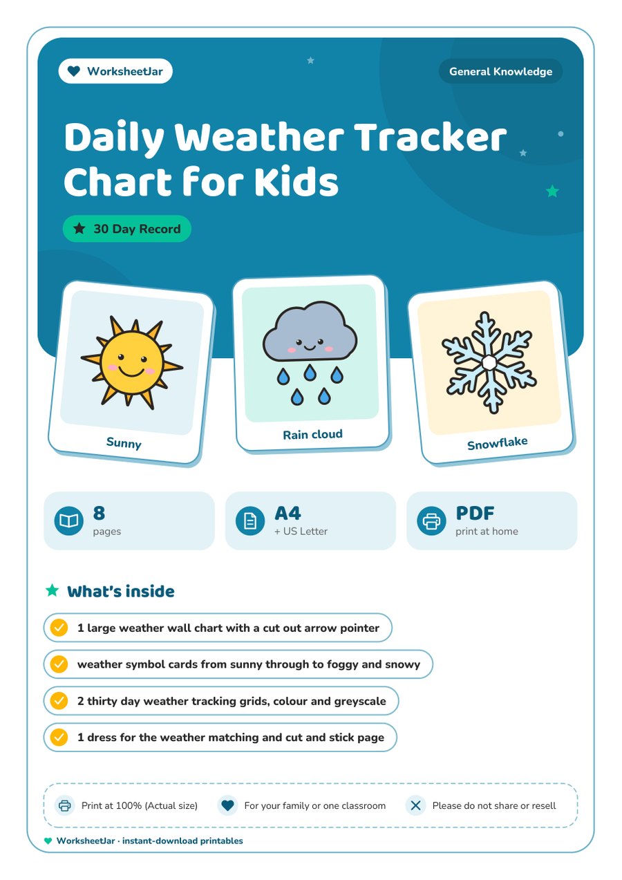 Daily Weather Tracker Chart for Kids - cover