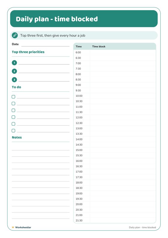 Daily and Weekly Planner Printable - inside page 1
