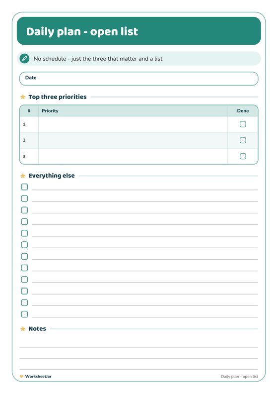 Daily and Weekly Planner Printable - inside page 2