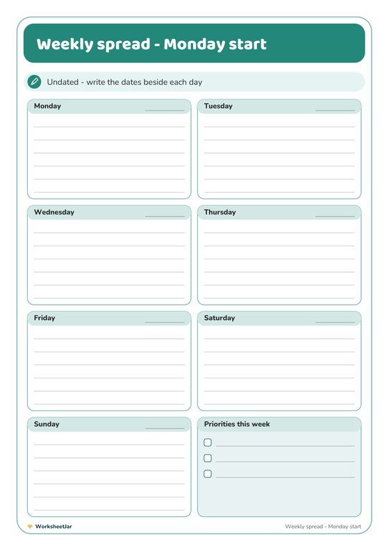 Daily and Weekly Planner Printable - inside page 3