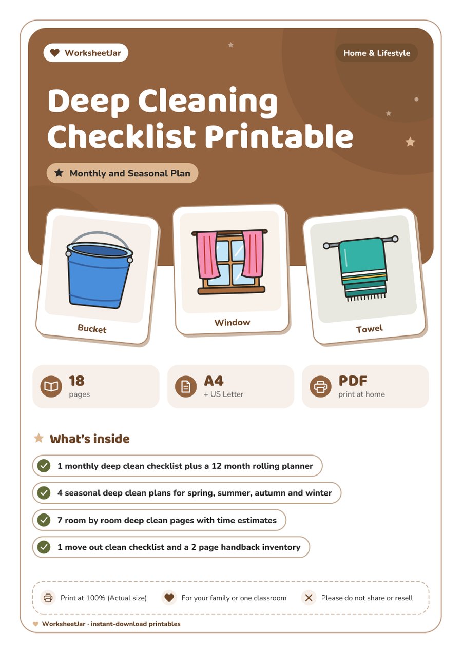 Deep Cleaning Checklist Printable - cover