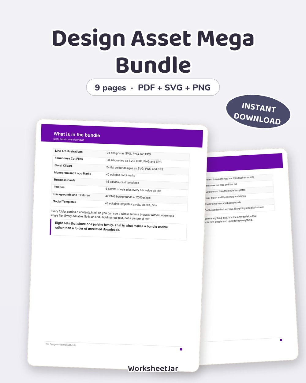 Design Asset Mega Bundle | 238 Designs (481 Files) in 8 Sets - printable design assets for creators PDF, page preview