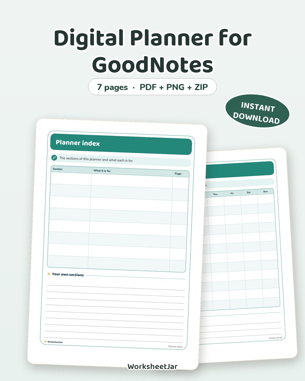 Digital Planner for GoodNotes | Undated iPad Planner Pages - printable money & productivity PDF, page preview