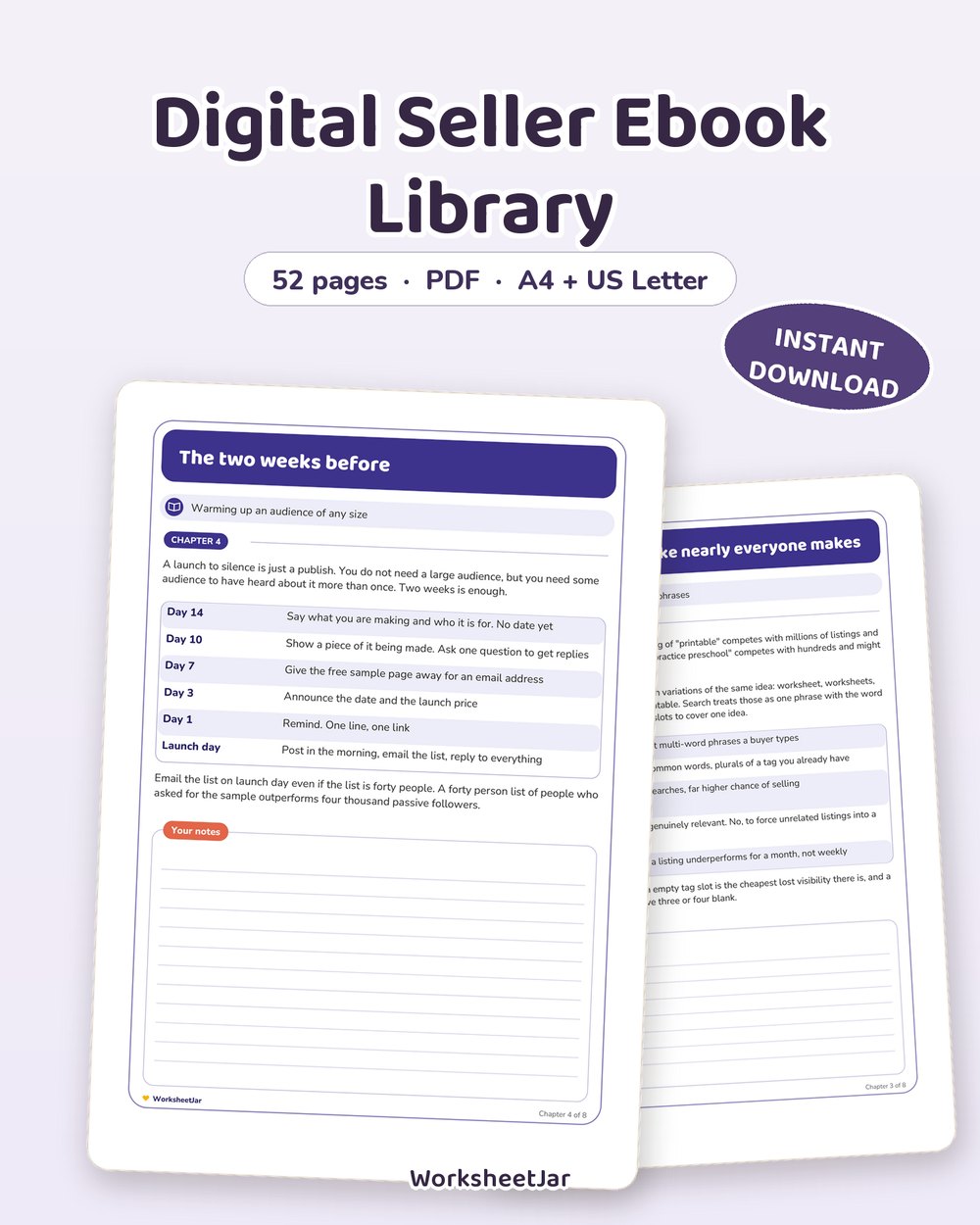 Digital Seller Ebook Library | 5 Guides, 52 Pages - printable ebooks, courses & prompt packs PDF, page preview
