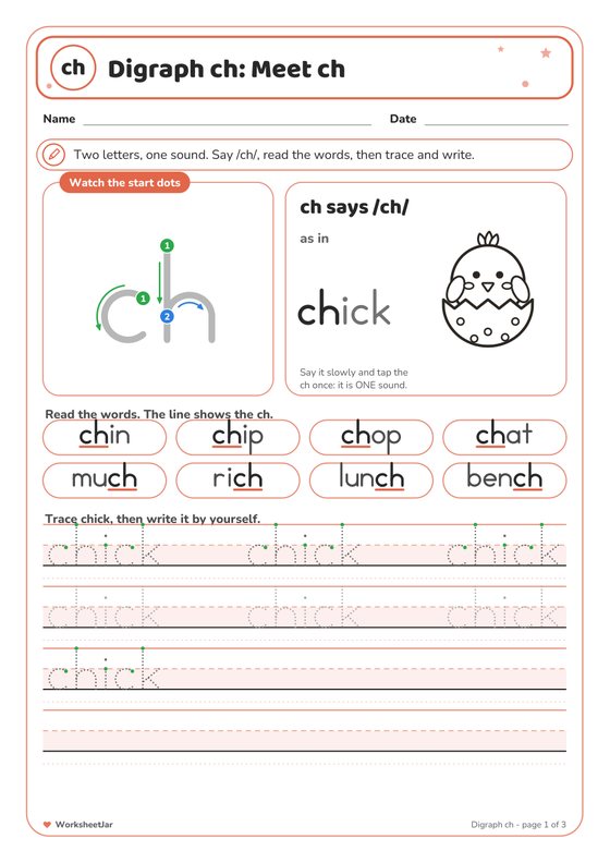 Digraphs and Blends Worksheets - inside page 2