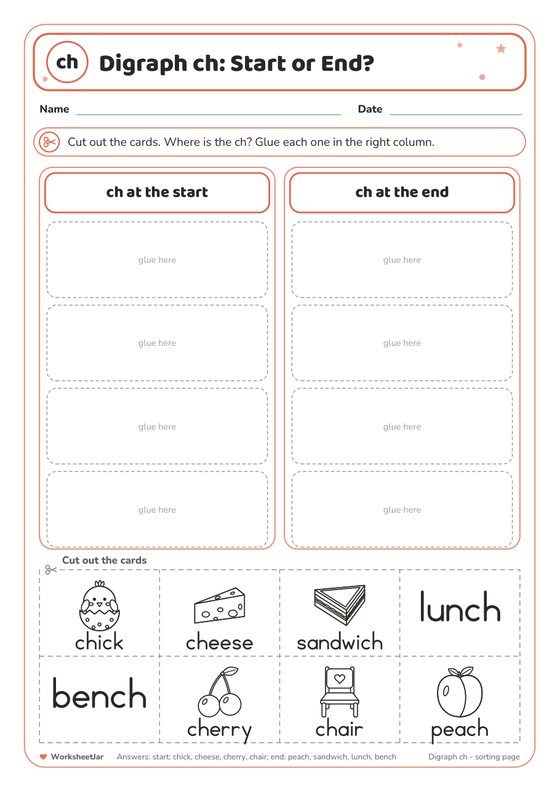 Digraphs and Blends Worksheets - inside page 3