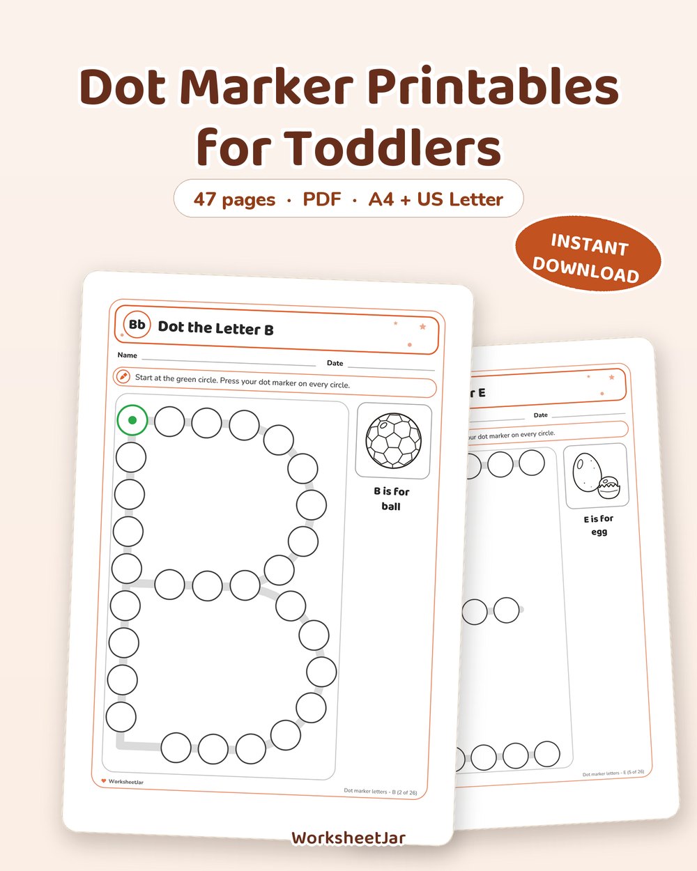 Dot Marker Printables for Toddlers | 47 Do-a-Dot Pages - printable tracing & pre-writing PDF, page preview
