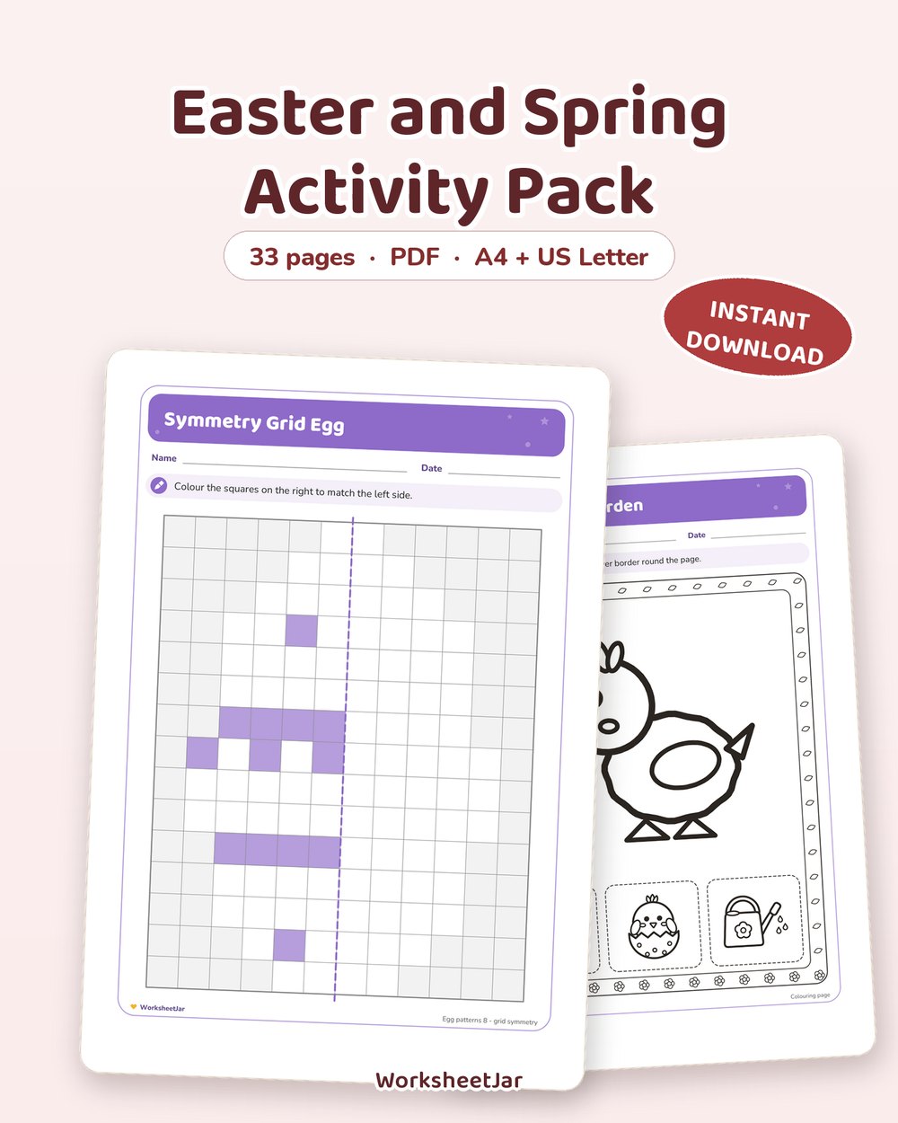 Easter and Spring Activity Pack | 32 Printable Pages - printable seasonal & holiday packs PDF, page preview