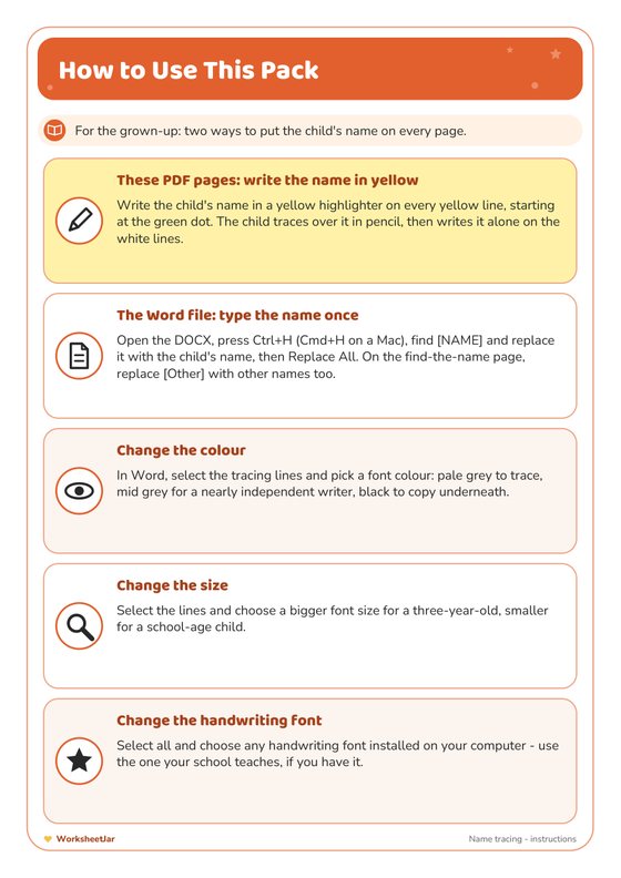 Name Tracing Worksheets Editable - inside page 1