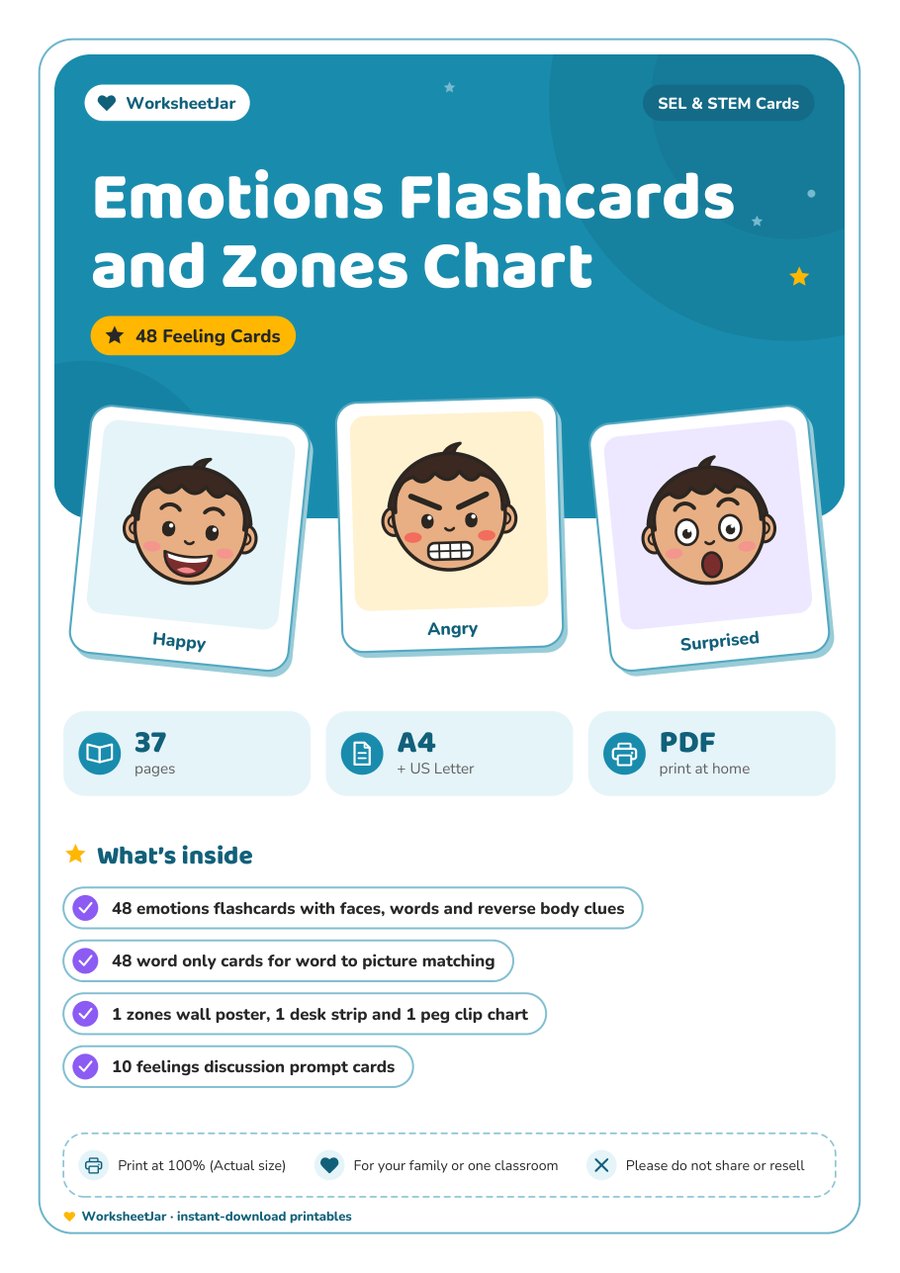 Emotions Flashcards and Zones Chart - cover