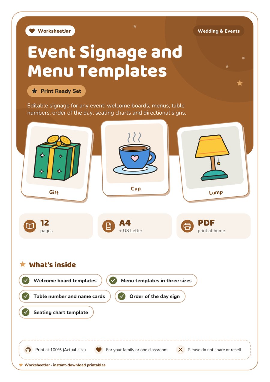 Event Signage and Menu Templates - cover
