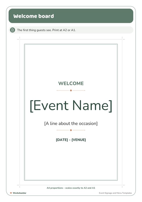 Event Signage and Menu Templates - inside page 1